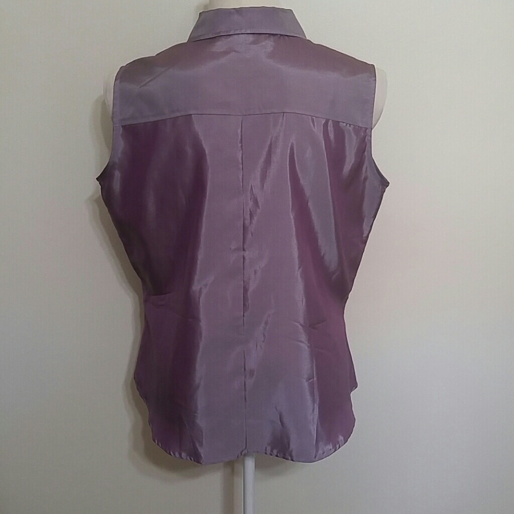 Silk Essentials Sleeveless Button Up Collared Shi… - image 3